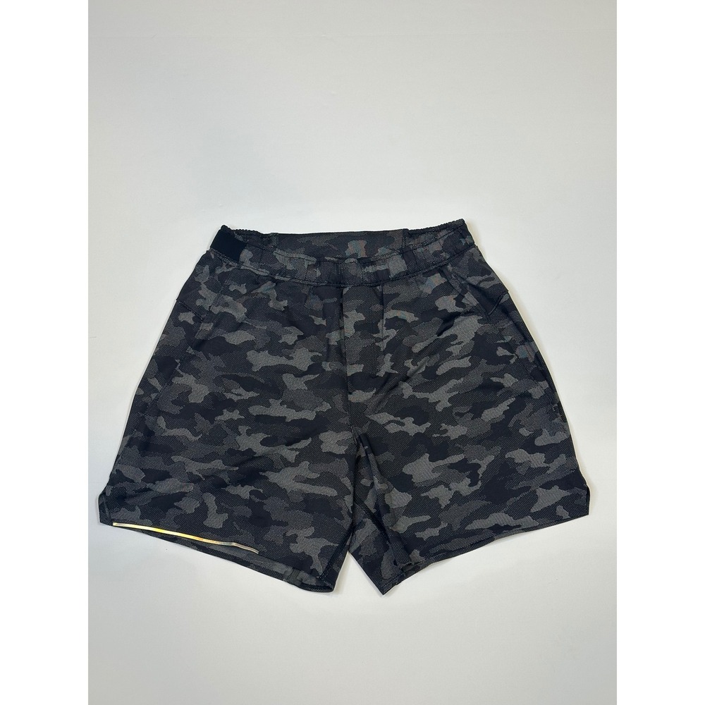 Lululemon Mens‎ Surge Lined 6" Shorts Variegated Mesh Camo Black Medium Running